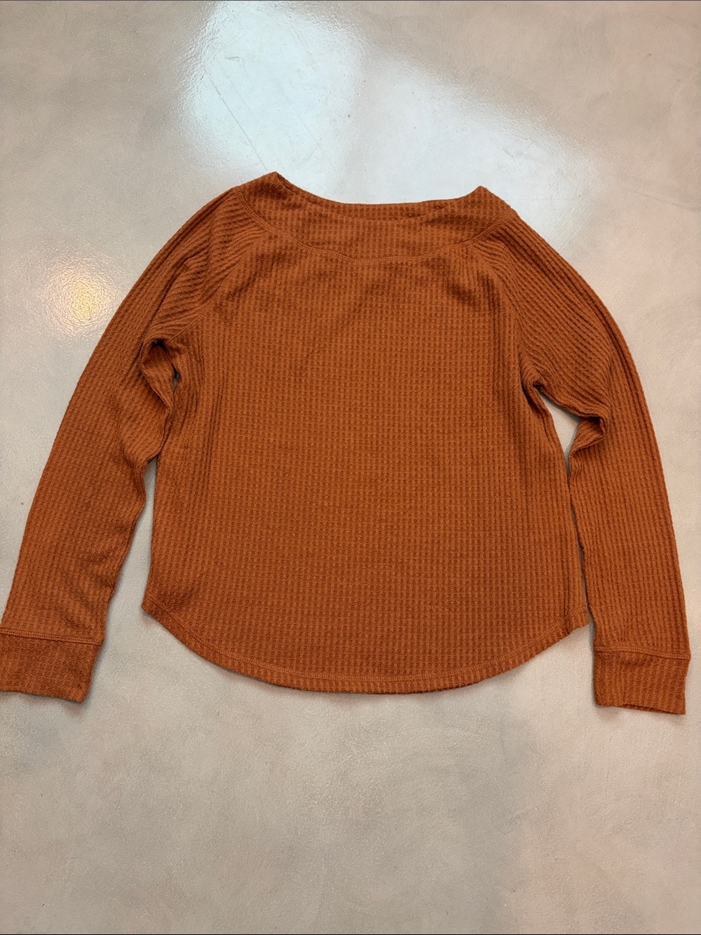 Wrangler Women's Long Sleeve Waffle Knit Top - Rust Orange